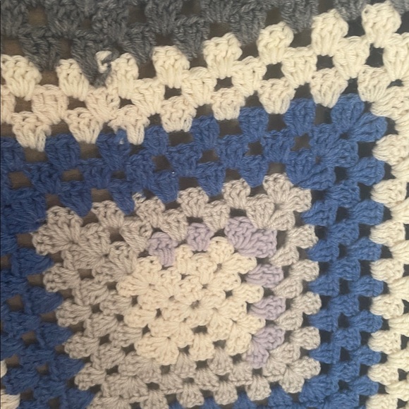 Handmade Crochet Blanket in Blue and Gray - Picture 2 of 3